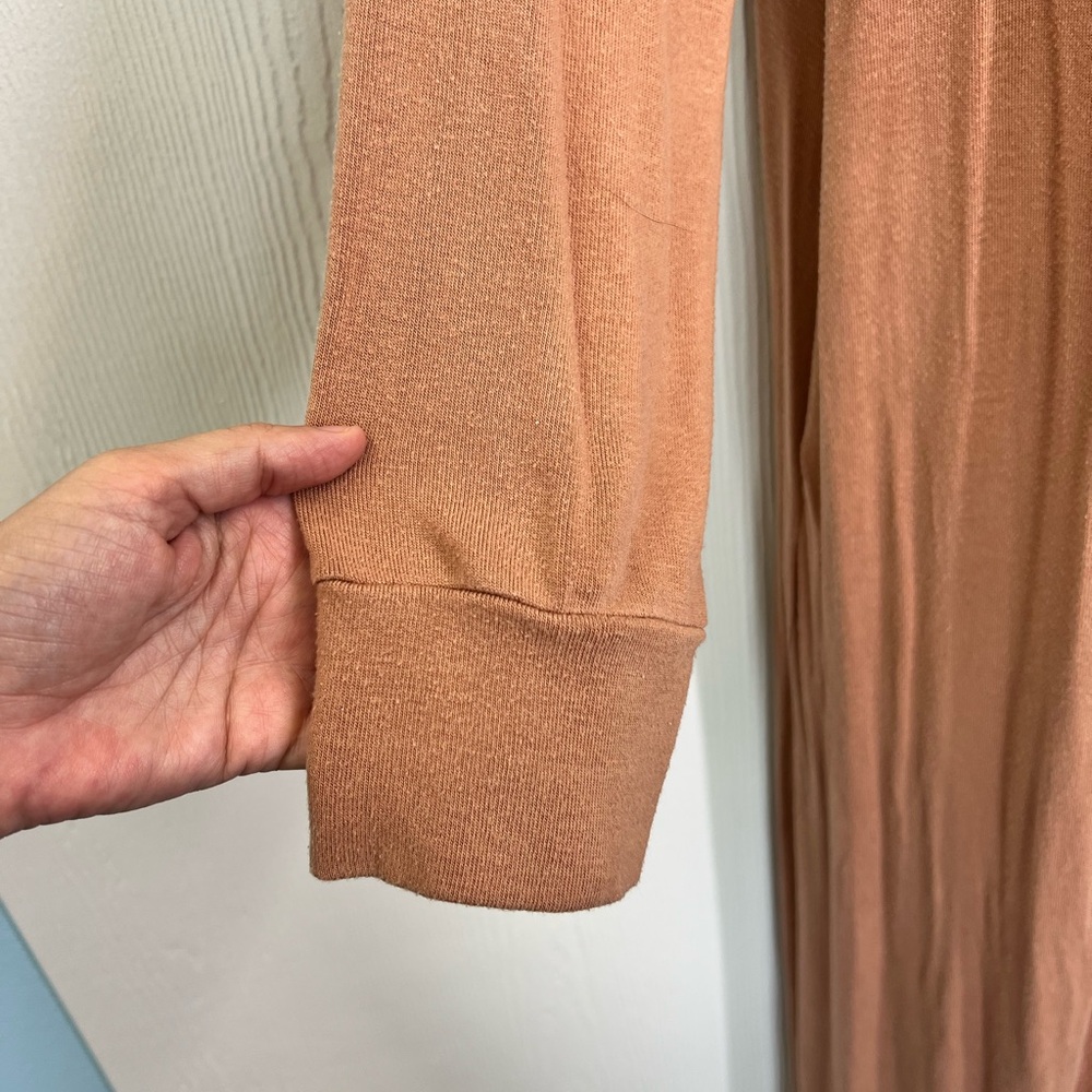 Skims - Cotton Umber Long Sleeve Poplin Tie Front Sleep Robe Size Medium - Picture 5 of 9